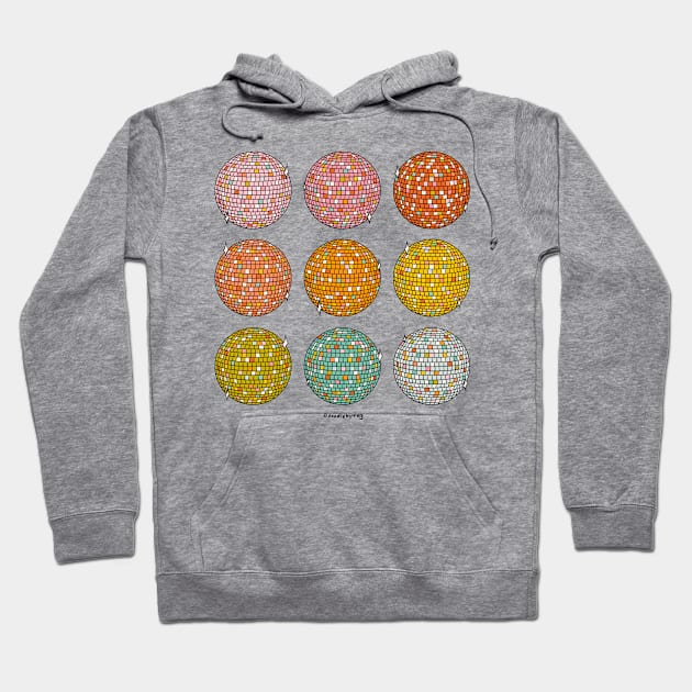 Rainbow Disco Balls Hoodie by Doodle by Meg